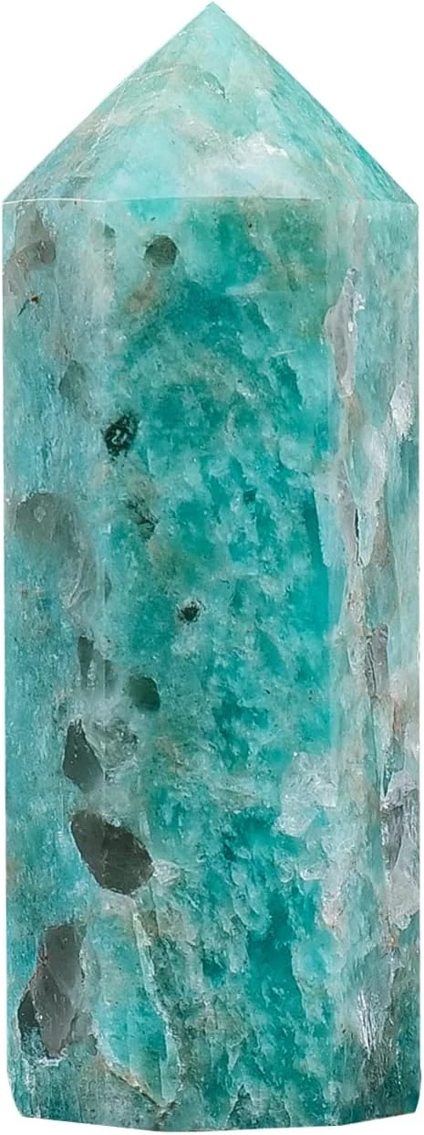 Apengshi Apengshi Amazonite Natural Healing Crystal Tower 1.57-1.96in(4-5cm) Faceted Single Point Chakra Crystal Stone Meditation Home Decor Collection Gift — original seller photograph