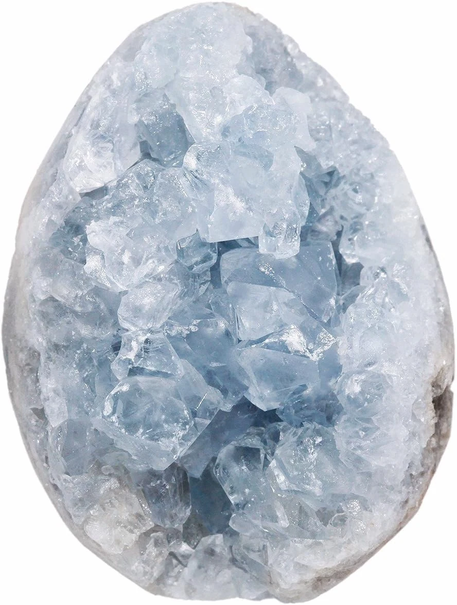 Rockcloud rockcloud Natural Raw Blue Celestite Mineral Healing Crystal Cluster Geode Irregular Home Decoration Gemstone Specimen Large, 2.(Approx 160-220 Gram) — original seller photograph
