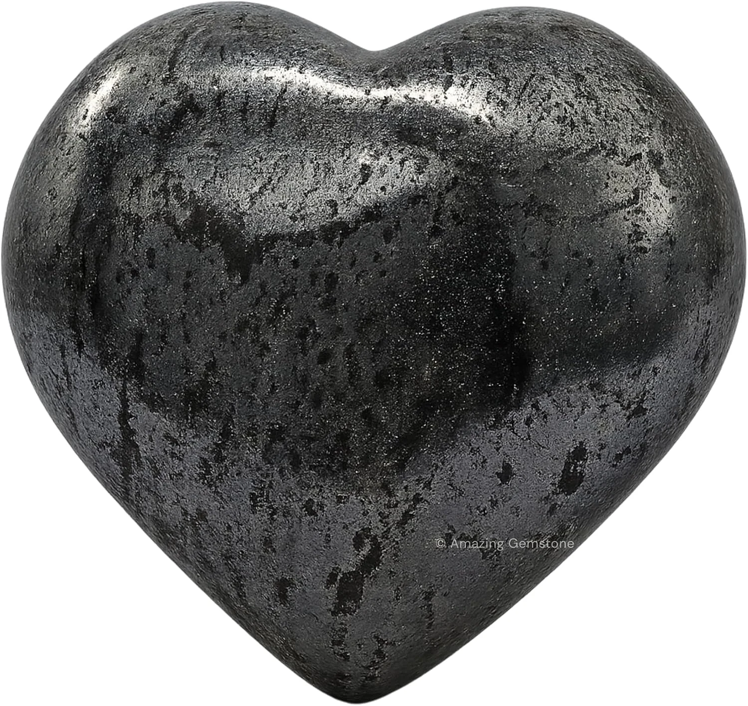 Amazing Gemstone Hematite Crystal Heart Palm Stone — original seller photograph