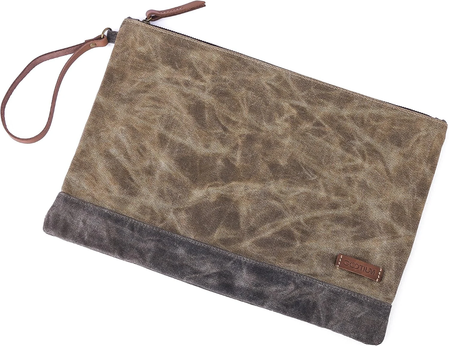 GOOTIUM GOOTIUM tan waxed-canvas zip folio — original seller photograph