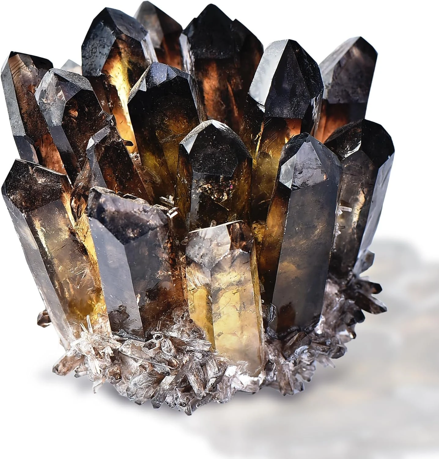 Geodora Smoky Quartz Crystal Cluster Large 1.0 lb, Natural Quartz Crystals Raw Stone, Crystal Cluster Geode Decor for Home Decor, Office Display, Reiki, Meditation and Collection — original seller photograph