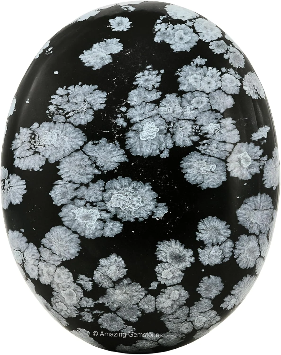 Amazing Gemstone Snowflake Obsidian Crystal Palm Stone, 45-50mm Large Healing Crystal — original seller photograph